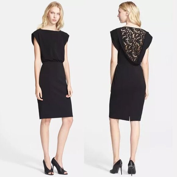 NEW & Authentic Burberry London Lace Back Blouson Classic Black Dress, Size US 2 - Picture 1 of 16